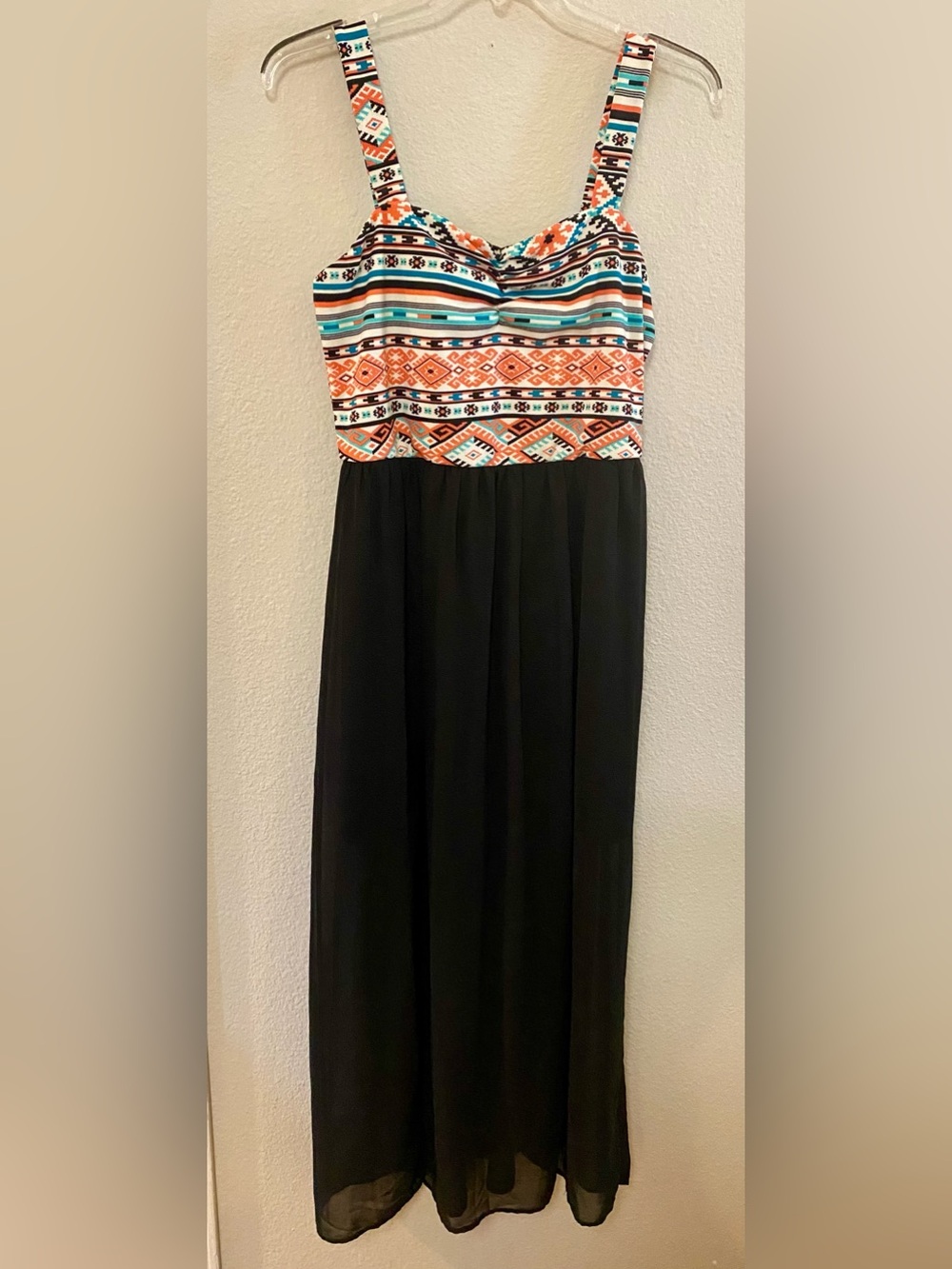 Finesse Maxi Dress with Aztec Striped Bodice and Chiffon - Size 1XL